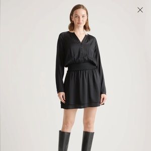 Quince Silk Mini Dress Black Medium
